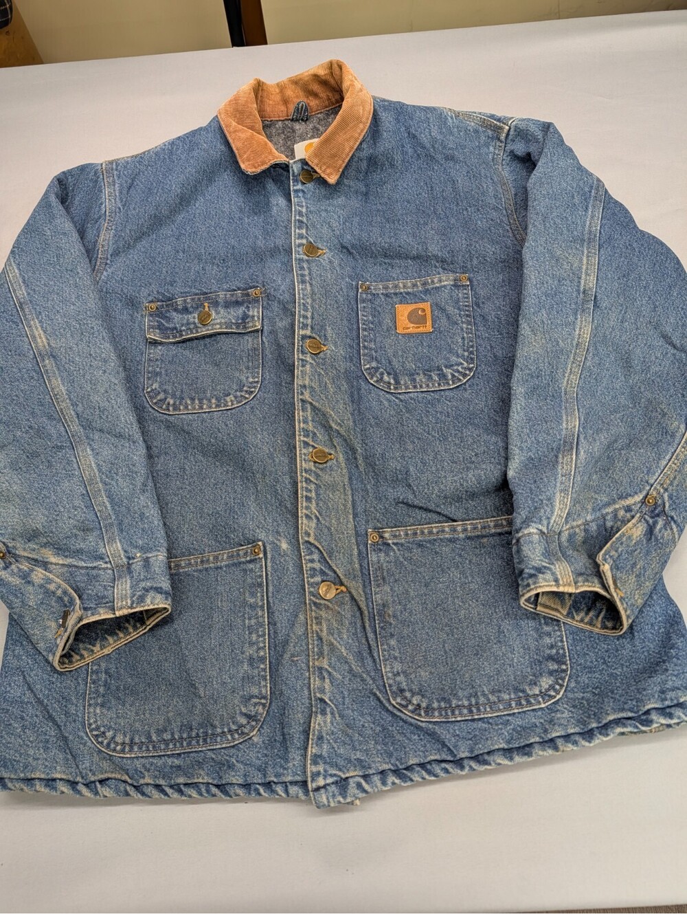 Carhartt Chore Coat Denim Jacket Blanket Lined Vintage M